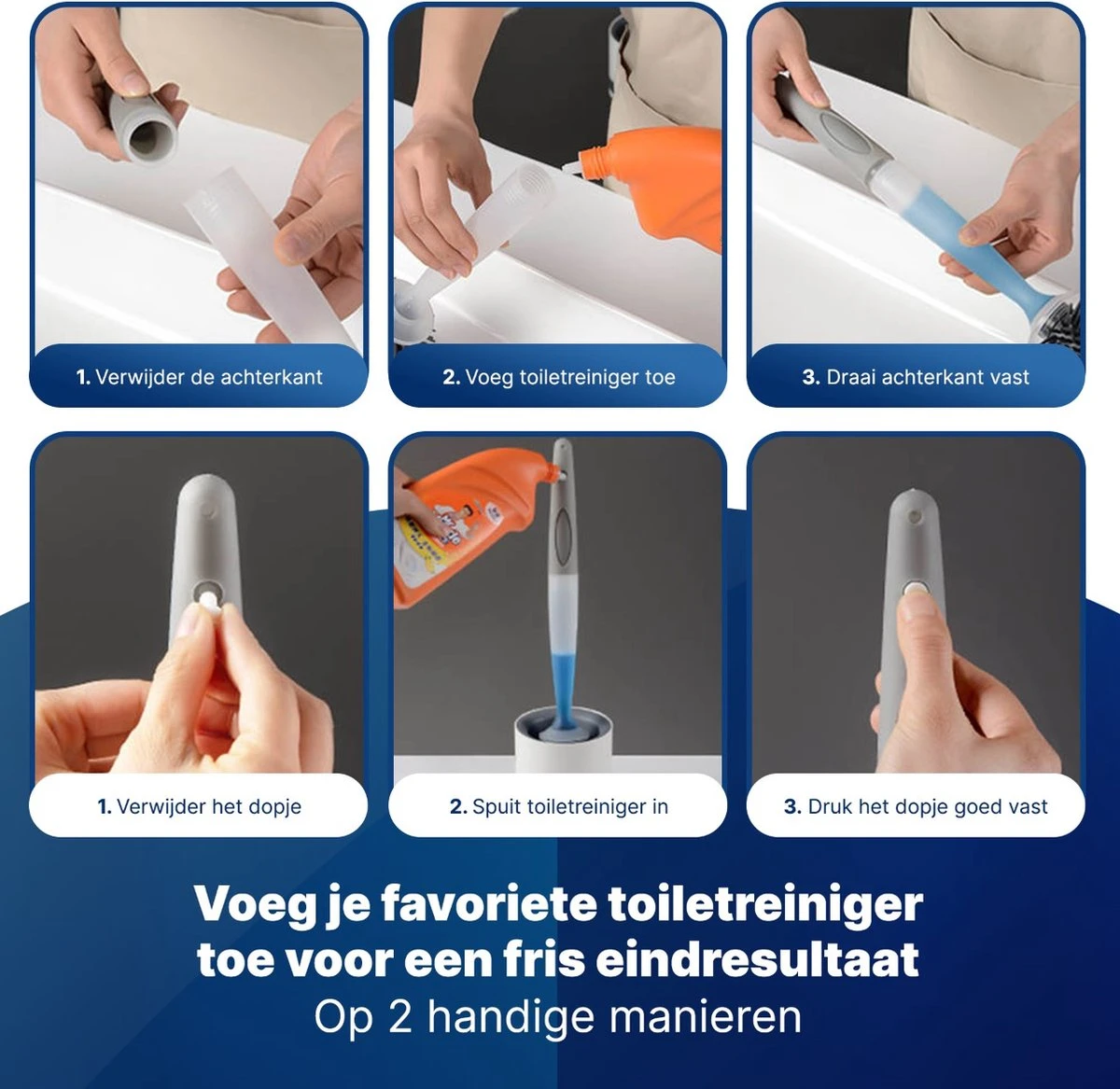 Mdxl® Siliconen WC Borstel Met Zeepdispenser - Hervulbaar - Vrijstaand Of Hangend - Sneldrogend, Hygiënisch & Antibacteriële Werking - Zonder Boren - Toilet Brush - Toiletborstel Houder - Lekbak 5 Mdxl® Siliconen WC Borstel Met Zeepdispenser - Hervulbaar - Vrijstaand Of Hangend - Sneldrogend, Hygiënisch & Antibacteriële Werking - Zonder Boren - Toilet Brush - Toiletborstel Houder - Lekbak - Afbeelding 3