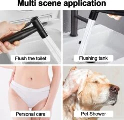 Merkloos Bidet Handdouche - Shattaf - Bidet Sproeier - Bidetkraan - Handheld Bidet Spray Met 120 Cm Doucheslang / Houder- Zwart -Badkamer Wijs 1200x1167 7