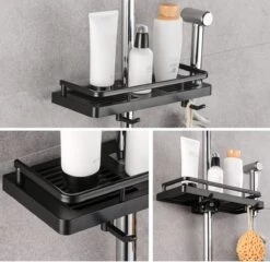 Merkloos Doucherek Zonder Boren Voor Douchestang Van 22 Tot 24 Mm – Doucherek Zwart – Doucherek Hangend – Badkamer Organizer – Douche Organizer - Doucherekje - Doucherekje Zonder Boren - Shampo Organizer -Badkamer Wijs 1200x1168 6