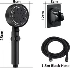 Imperatoris | DoucheSet - Douchekop Met Slang, Houder & Badmuts/Douchemuts - Waterbesparend – Hoge Druk – Regendouche - Zwart Mat -Badkamer Wijs 1200x1170 8