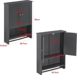 Badkamerkast Steyr Voor Wandmontage 65x48,7x14,5 Cm Donkergrijs -Badkamer Wijs 1200x1171 13