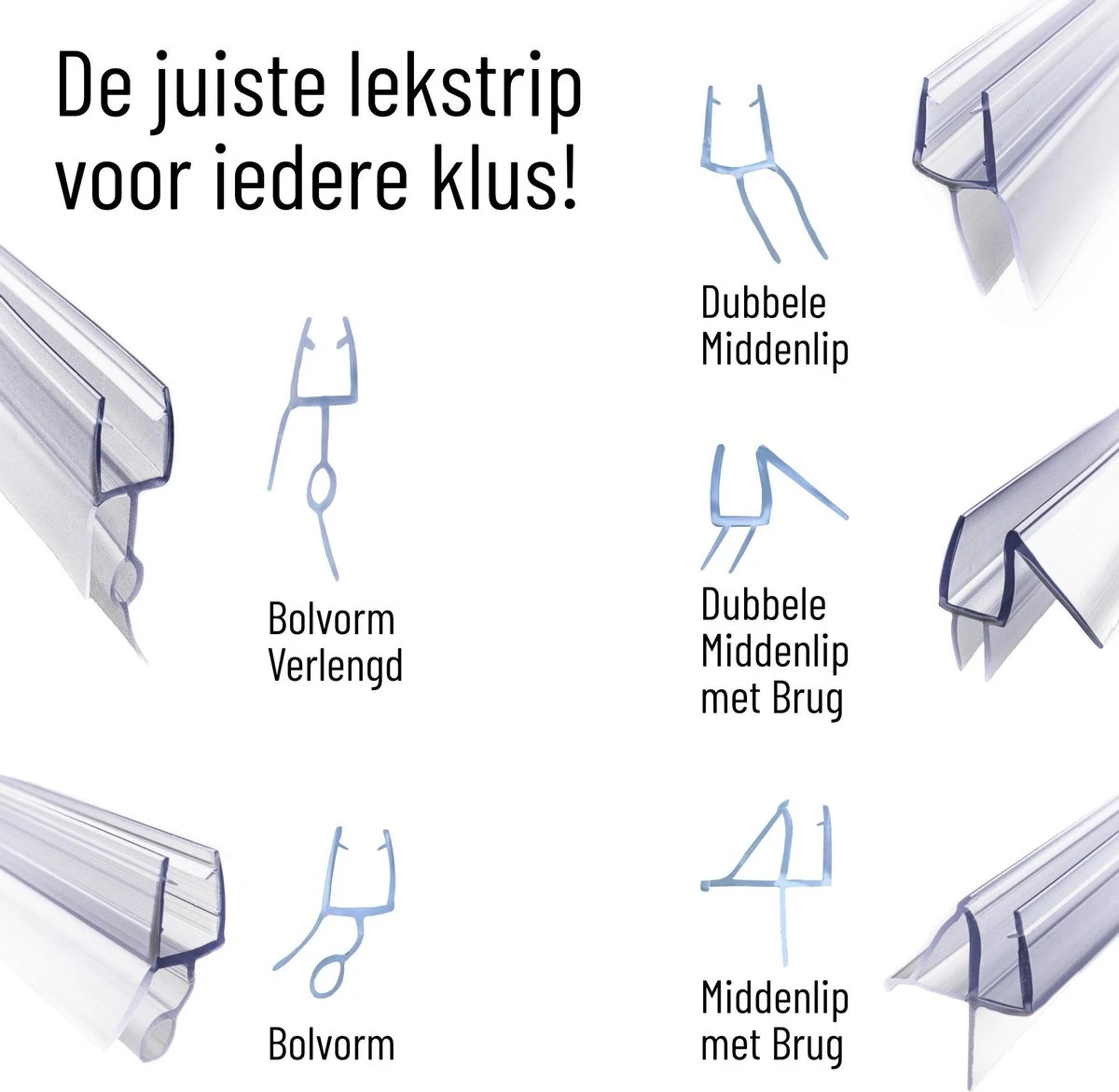 Simple Fix Lekstrip - Douchestrip - Waterkering - 90CM Lang - 8MM Glasdikte - Lekdorpel & Dubbele Middenlip 8 Simple Fix Lekstrip - Douchestrip - Waterkering - 90CM Lang - 8MM Glasdikte - Lekdorpel & Dubbele Middenlip - Afbeelding 6