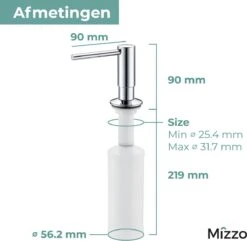 Mizzo Zeepdispenser 300ML - Zeeppompje - Inbouw Keukenblad - Chroom -Badkamer Wijs 1200x1173 11