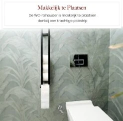 Homestic© - WC Rolhouder Zwart - Balto Industrieel Toiletrolhouder Zonder Boren - Robuuste Toiletrolhouder Met Opslag Voor WC Papier - 70x12x10 CM - Roestvrij Staal - Wit -Badkamer Wijs 1200x1175 11