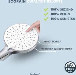 EcoRain™ Waterbesparende Douchekop Mark Met WATERFILTER - 50% Waterbesparend - Regendouche - 5 Sproeistanden - Hoge Druk - Betere Huid - Handdouche - Luxe Moderne Douchekop - Hoge Kwaliteit - Chrome -Badkamer Wijs 1200x1175 16