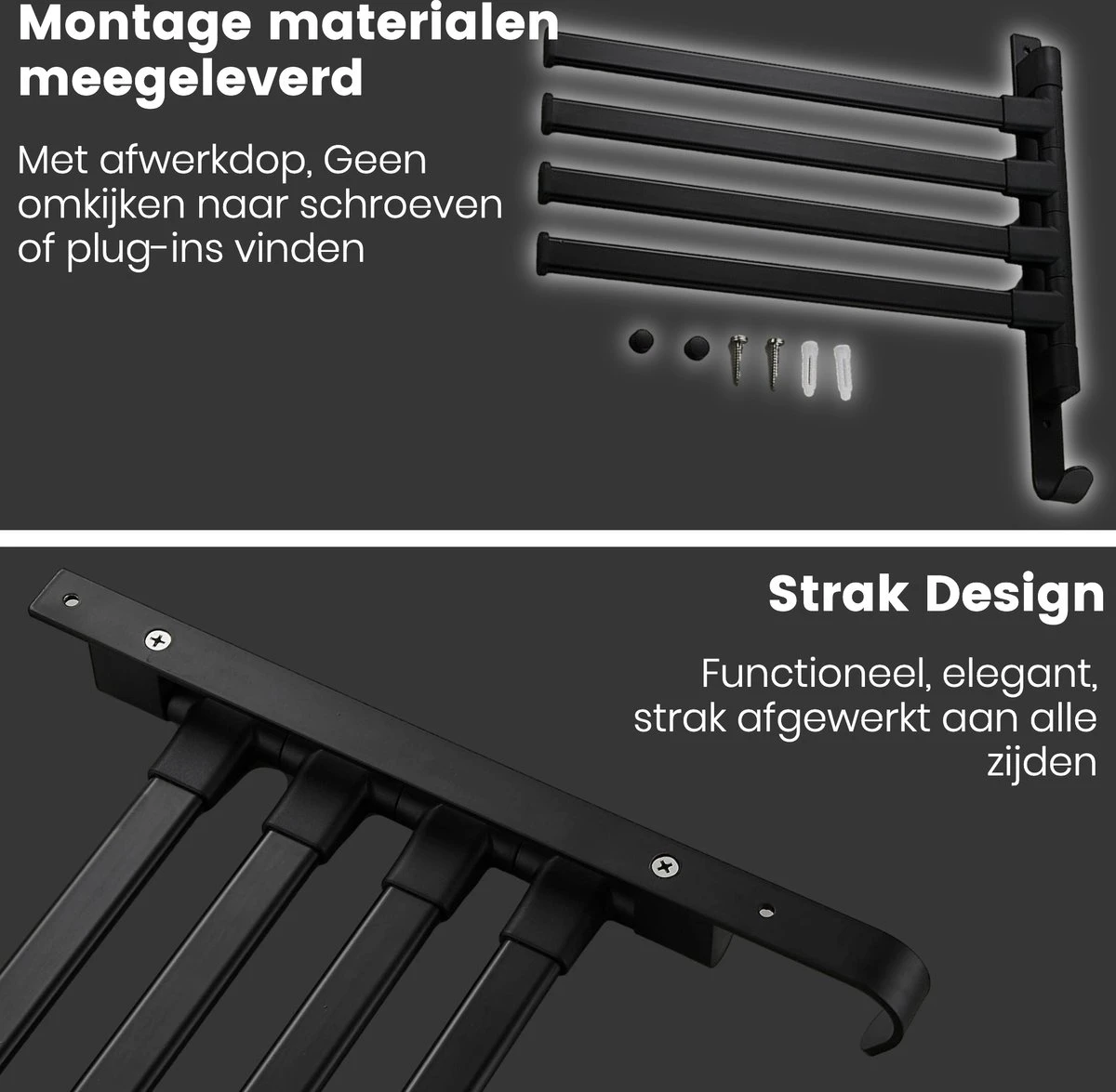 Tolussa Handdoekrek Badkamer Zwart - 38 CM - Handdoekhouder Zwart - Handdoekenrek Badkamer - Draaibaar 14 Tolussa Handdoekrek Badkamer Zwart - 38 CM - Handdoekhouder Zwart - Handdoekenrek Badkamer - Draaibaar - Afbeelding 12