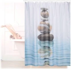Relaxdays Douchegordijn Stenen Water 180 X 180 Cm - Anti-schimmel Badkamer Gordijn - Bad