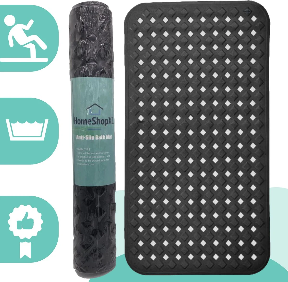 The Original - Douchemat Antislip - Zwart - 88x40cm - Antislipmat Badmat Voor Bad & Douche - Anti Slip Mat Met Zuignappen 3 The Original - Douchemat Antislip - Zwart - 88x40cm - Antislipmat Badmat Voor Bad & Douche - Anti Slip Mat Met Zuignappen