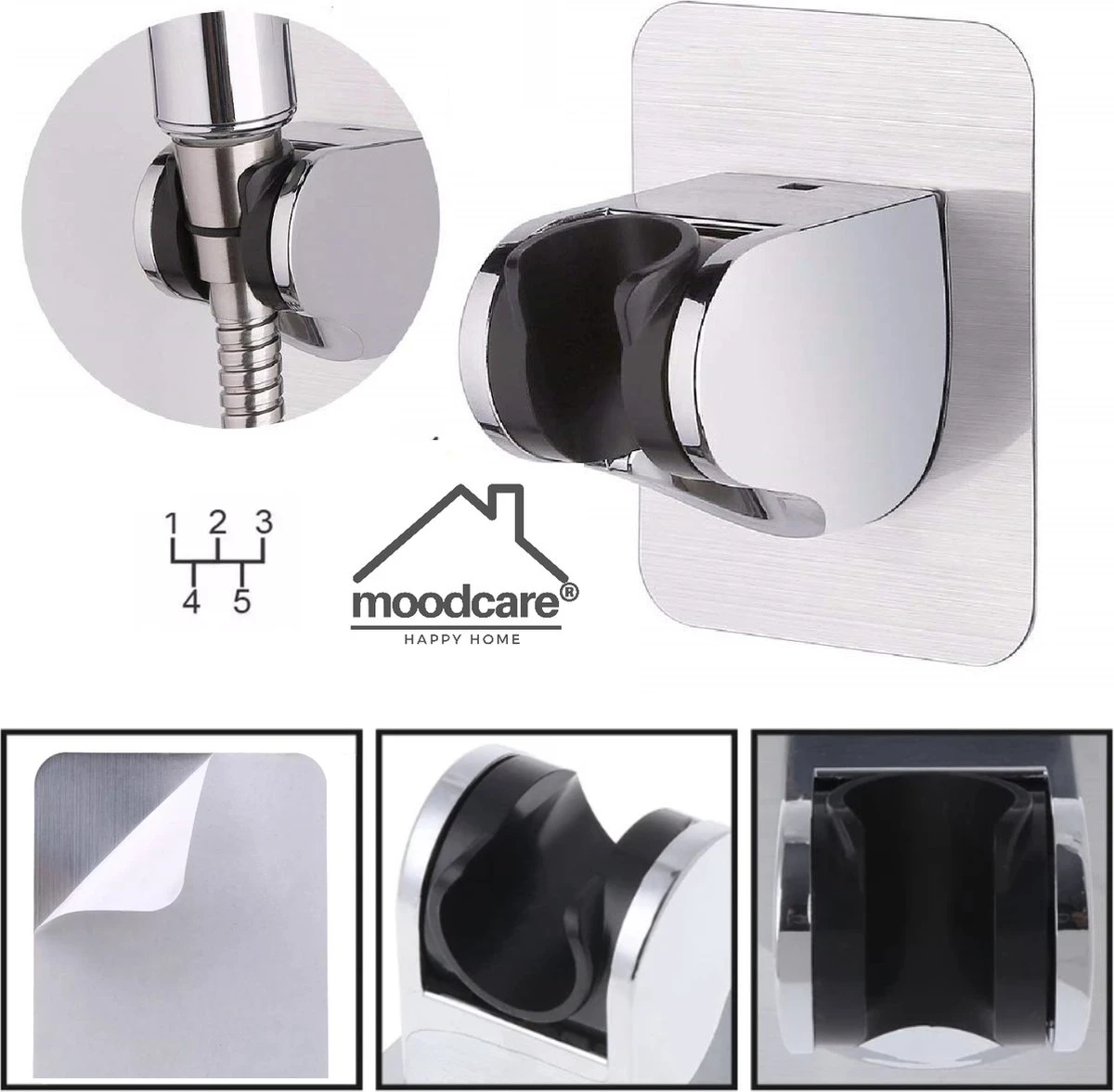 Merkloos Douchekophouder – Douchekop Houder – Handdouchehouder – Douchehouder - Zonder Boren – Verstelbaar - Zelfklevend - Met Haakje 4 Merkloos Douchekophouder – Douchekop Houder – Handdouchehouder – Douchehouder - Zonder Boren – Verstelbaar - Zelfklevend - Met Haakje - Afbeelding 2