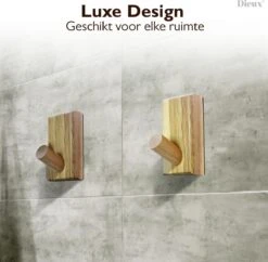 Dieux® - Luxe Handdoekhaakjes Zelfklevend - Handdoekhouder - Wandhaak - Acaciahout Haken - Zelfklevende Haakjes - Handdoeken - Handdoekrek - Badkamer - Keuken - Pasen -Badkamer Wijs 1200x1177 4