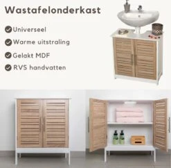 Merkloos Miami - Wastafel Onderkast - Wastafelmeubel - Badkamerkast - Wit/Eiken - H70 X B60 X D30 - Badkamer Onderkast -Badkamer Wijs 1200x1178 5