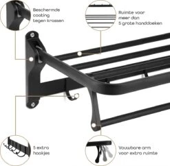 Baulk® - Droogrek – Handdoekrek – Droogrek Hangend – Inklapbaar - Badkamer – RVS – Zwart – Modern – Dutch Design -Badkamer Wijs 1200x1178 6