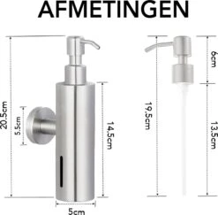 VDN Stainless Zeeppompje - Zeepdispenser Wandmontage - Zilver - Hangend - RVS -Badkamer Wijs 1200x1182 11