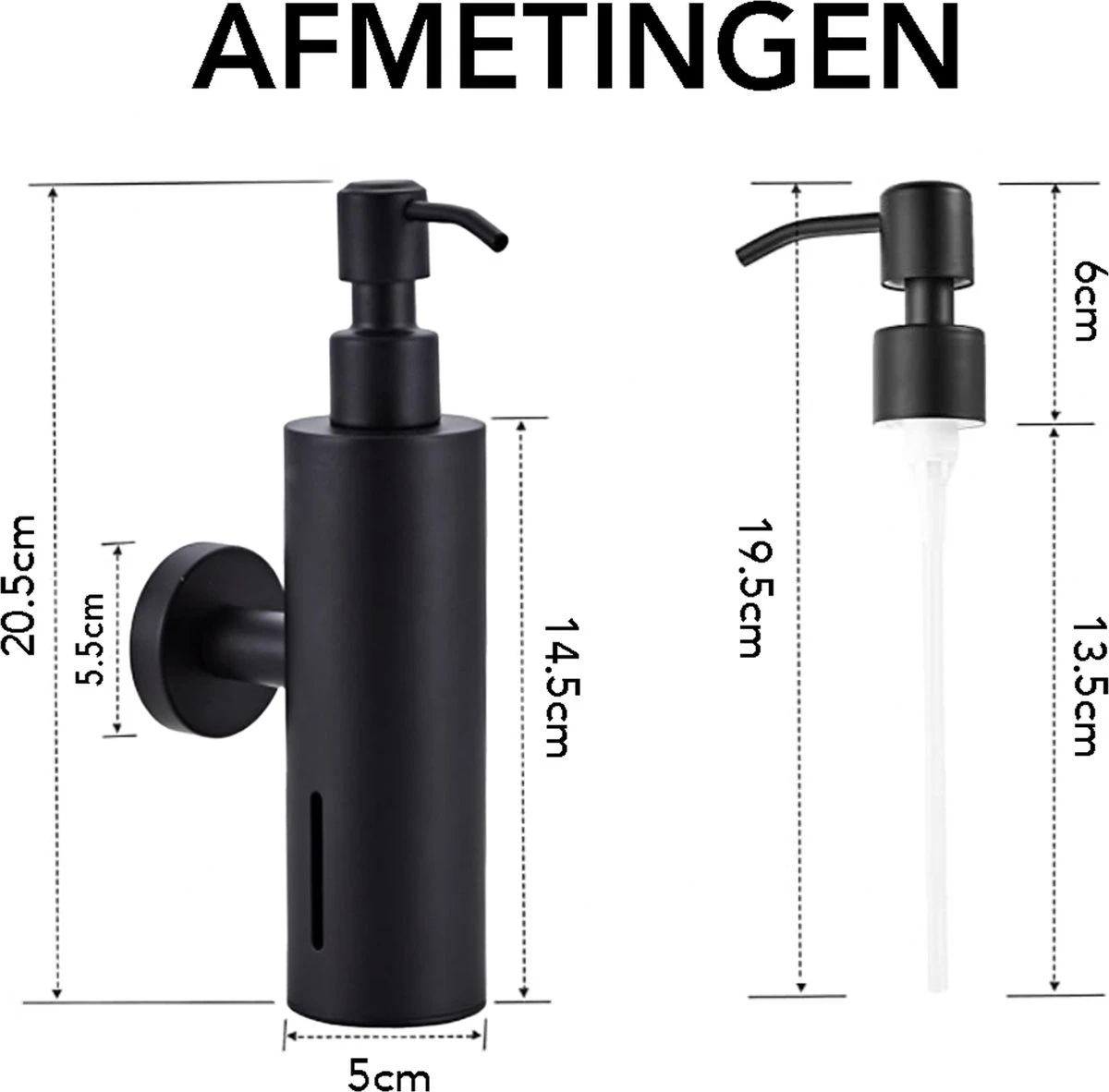 VDN Stainless Zeeppompje - Zeepdispenser Wandmontage - Zwart - Hangend - RVS 7 VDN Stainless Zeeppompje - Zeepdispenser Wandmontage - Zwart - Hangend - RVS - Afbeelding 5