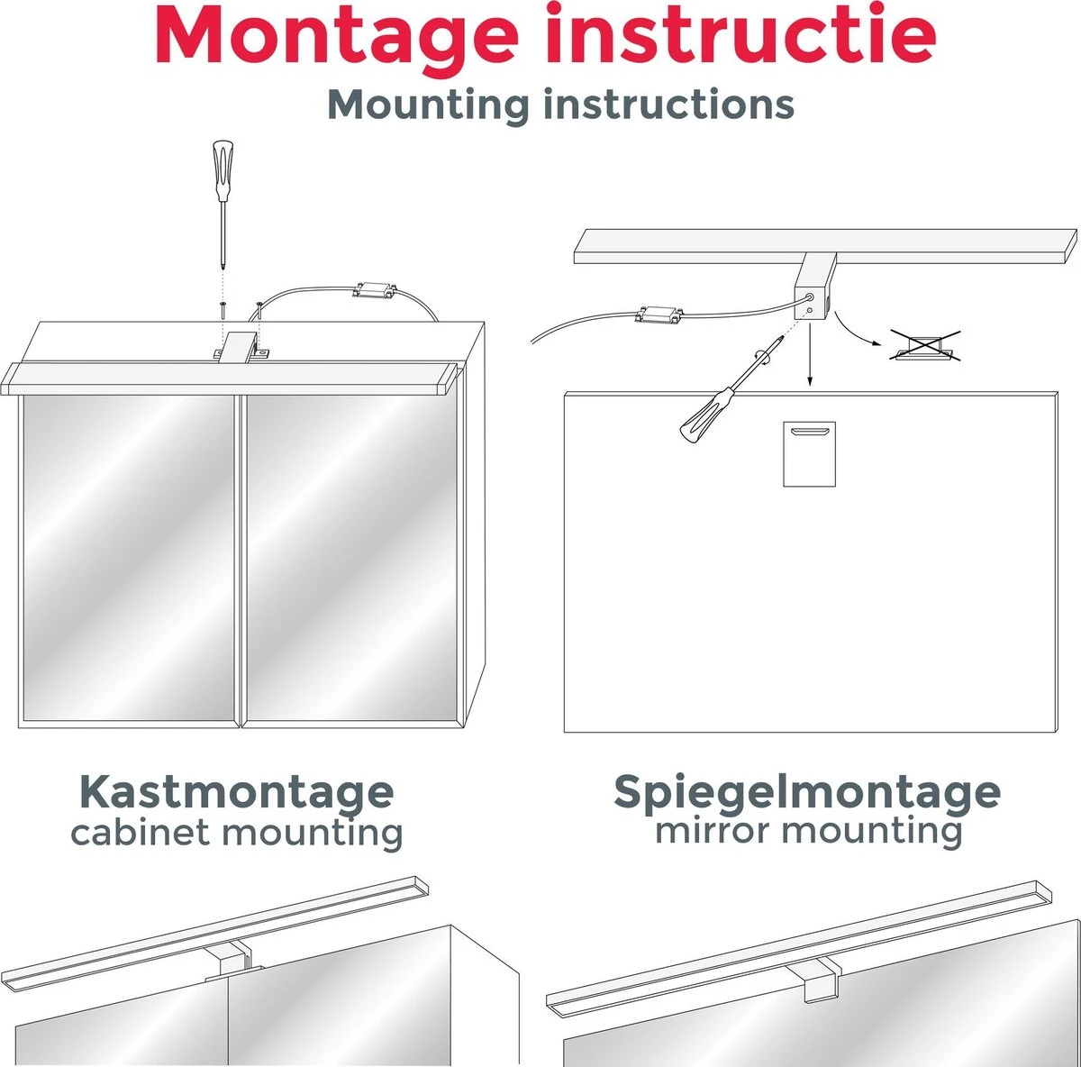 B.K.Licht - Spiegellamp - Chroom Kleur - L:60cm - IP44 - 4.000K - 8W 9 B.K.Licht - Spiegellamp - Chroom Kleur - L:60cm - IP44 - 4.000K - 8W - Afbeelding 8