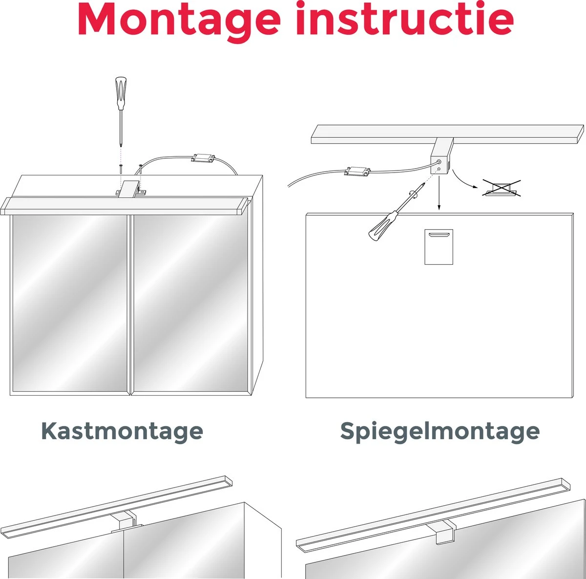 B.K.Licht - LED Spiegellamp - Zwart - Badkamerlamp - Spiegelverlichting - L:60cm - IP44 - 4.000K - 8W LED 9 B.K.Licht - LED Spiegellamp - Zwart - Badkamerlamp - Spiegelverlichting - L:60cm - IP44 - 4.000K - 8W LED - Afbeelding 7