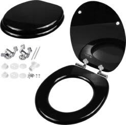 Casaria Wc-bril Met Deksel Sluitingsmechanisme Toiletzitting MDF Zwart -Badkamer Wijs 1200x1185 11