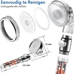 W4Y Ionische Douchekop - Waterbesparende Douchekop - Waterfilter - Handdouche Met Hoge Druk - Douchekop Met Slang -Badkamer Wijs 1200x1187 14