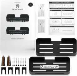 Doucherekje Van Sanicraft® - Doucherekje Zonder Boren - Geschikt Voor Elk Type Muur - Hangend - Roestvrij - 2 Stuks - Zwart -Badkamer Wijs 1200x1187 8