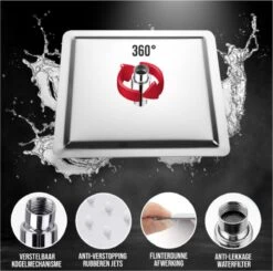 Merkloos Regendouchekop Deluxe | ø 35 Cm | Douchekop Met Slang En Houder | Douchekop | Doucheslang | Douchekophouder | Complete Doucheset | Roestvrij Staal | 360° Draaibaar | Badkamer Accessoires | Elite Pure Chrome Collection 2022 -Badkamer Wijs 1200x1188 11