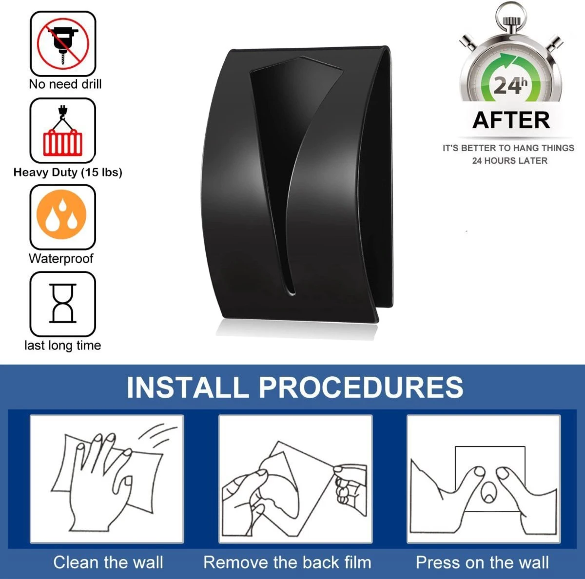 BOTC Handdoekhouder RVS - Handdoekhaakjes 4 Stuks - Handdoek Klem - Handdoek Haak - Zwart 6 BOTC Handdoekhouder RVS - Handdoekhaakjes 4 Stuks - Handdoek Klem - Handdoek Haak - Zwart - Afbeelding 4