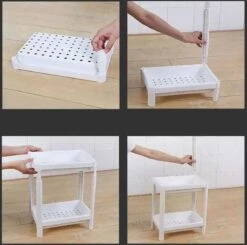 Merkloos Decopatent® 4 Laags Opbergrek -Staand Rek 4 Etages Voor Badkamer - Keuken - Keukenrek - Badkamerrek - Kunststof Rechthoekig Rek -Badkamer Wijs 1200x1189 2