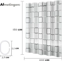 VAIVE Douchegordijn 180x200 - Anti Schimmel - Douchegordijnen -Badkamer Wijs 1200x1189 21