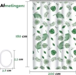 VAIVE Douchegordijn Groen 180x200 - Anti Schimmel - Douchegordijnen - Ringen -Badkamer Wijs 1200x1190 12