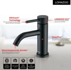 LOMAZOO Wastafelkraan Zwart Nova - Zwarte Wastafelkraan - Badkamerkraan Zwart - Zwarte Badkamerkraan -Badkamer Wijs 1200x1190 15