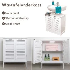 Merkloos Stockholm - Wastafel Onderkast - Wastafelmeubel - Badkamerkast - Wit - H70 X B60 X D30 - Badkamer Onderkast -Badkamer Wijs 1200x1191 23