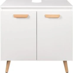 Luxiqo Wastafel Onderkast - Wastafel Onderkast Met Uitsparing - Wastafelmeubel - Badkamerkast - Wit/Eiken - 60 X 40 X 60.5 Cm -Badkamer Wijs 1200x1193 23