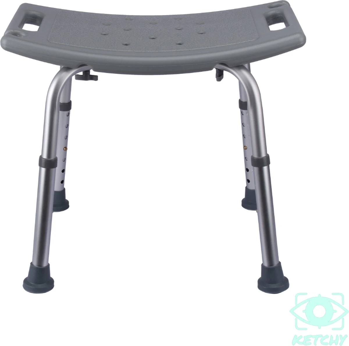 Ketchy Douchekruk - In Hoogte Verstelbaar - Douchekrukje - Roestvrij - 130kg Draagkracht - Comfortabel Zitkussen 4 Ketchy Douchekruk - In Hoogte Verstelbaar - Douchekrukje - Roestvrij - 130kg Draagkracht - Comfortabel Zitkussen - Afbeelding 2