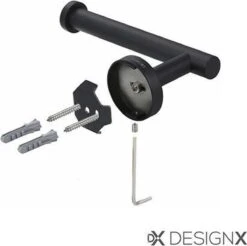 DesignX Toiletrolhouder Zwart - WC Rolhouder - Matte - Papier - Houder - Incl. Schroeven -Badkamer Wijs 1200x1194 3