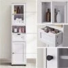 Badkamerkast, Hoge Kast, Open Vak, Glazen Deur, Smalle Badkamermeubels, Badkamermeubels Met Voeten, In Hoogte Verstelbare Planken, 40 X 30 X 165 Cm, Lichtgrijs Met Houtnerf 2 Badkamerkast, Hoge Kast, Open Vak, Glazen Deur, Smalle Badkamermeubels, Badkamermeubels Met Voeten, In Hoogte Verstelbare Planken, 40 X 30 X 165 Cm, Lichtgrijs Met Houtnerf -Badkamer Wijs 1200x1196 21