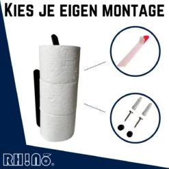 Reserverolhouder | Rh!no | WC-rolhouder | Zwart | Ophangen Zonder Boren Mogelijk| Toiletrolhouder | Plakstrip | 3 Rollen | Rh!no 14 Reserverolhouder | Rh!no | WC-rolhouder | Zwart | Ophangen Zonder Boren Mogelijk| Toiletrolhouder | Plakstrip | 3 Rollen | Rh!no -Badkamer Wijs 1200x1197 14
