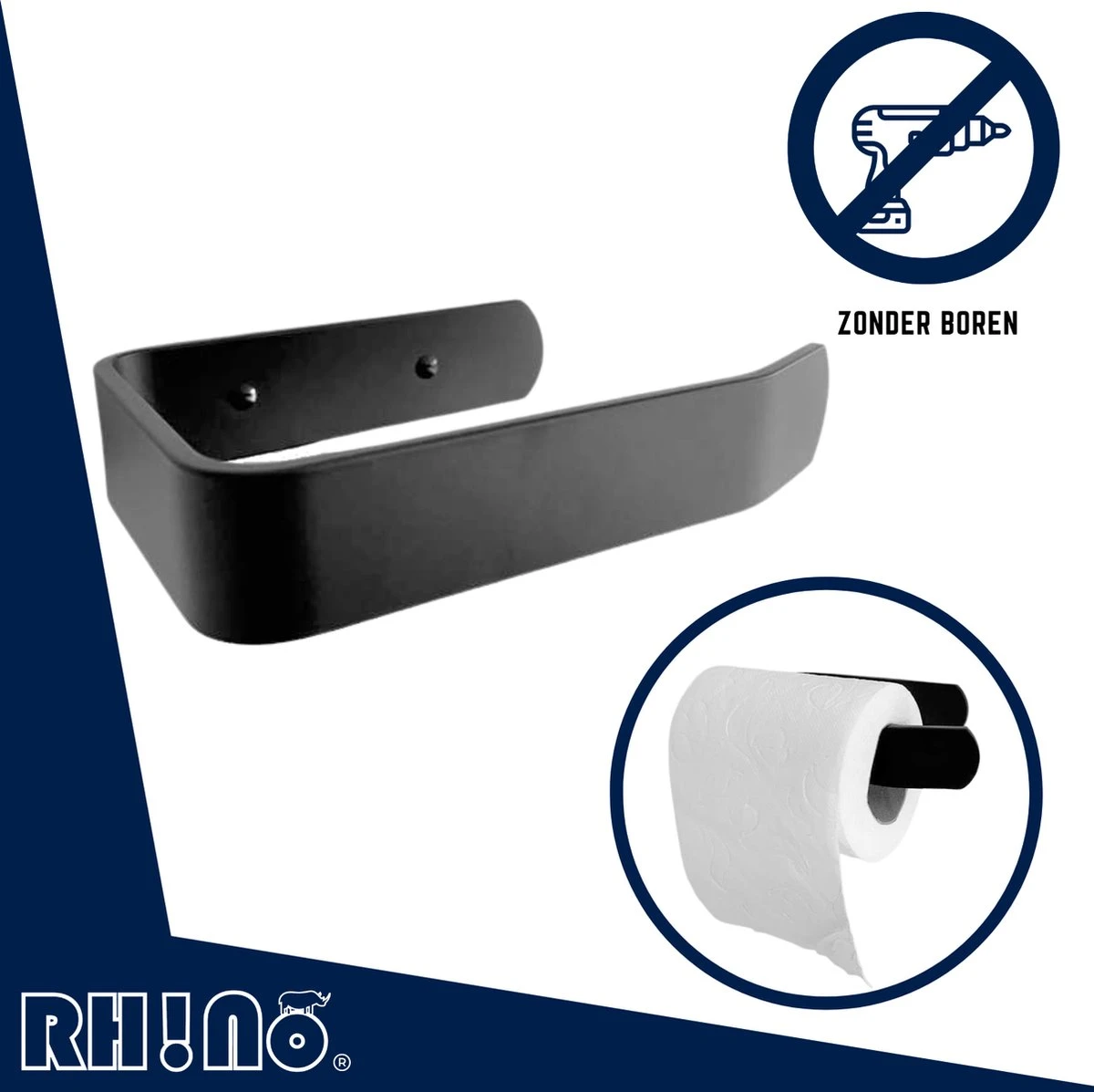 Toiletrolhouder Zonder Boren | RVS Zwart | Rh!no | Wc Rolhouder | Badkamer Accesoires | Closetrolhouder | Mat Zwart |Zelfklevend 3 Toiletrolhouder Zonder Boren | RVS Zwart | Rh!no | Wc Rolhouder | Badkamer Accesoires | Closetrolhouder | Mat Zwart |Zelfklevend