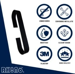 Rh!no Handdoekrek 25 Cm Zonder Boren | Handdoekhouder | Handdoekrek Zwart | Vaatdoekhouder | Handdoek Stang | Zelfklevend | Ophangen Zonder Boren | Doucherek | Handdoekrek Badkamer | Gastendoekhouder | Handdoekhouders | Badkameraccesoires -Badkamer Wijs 1200x1197 23