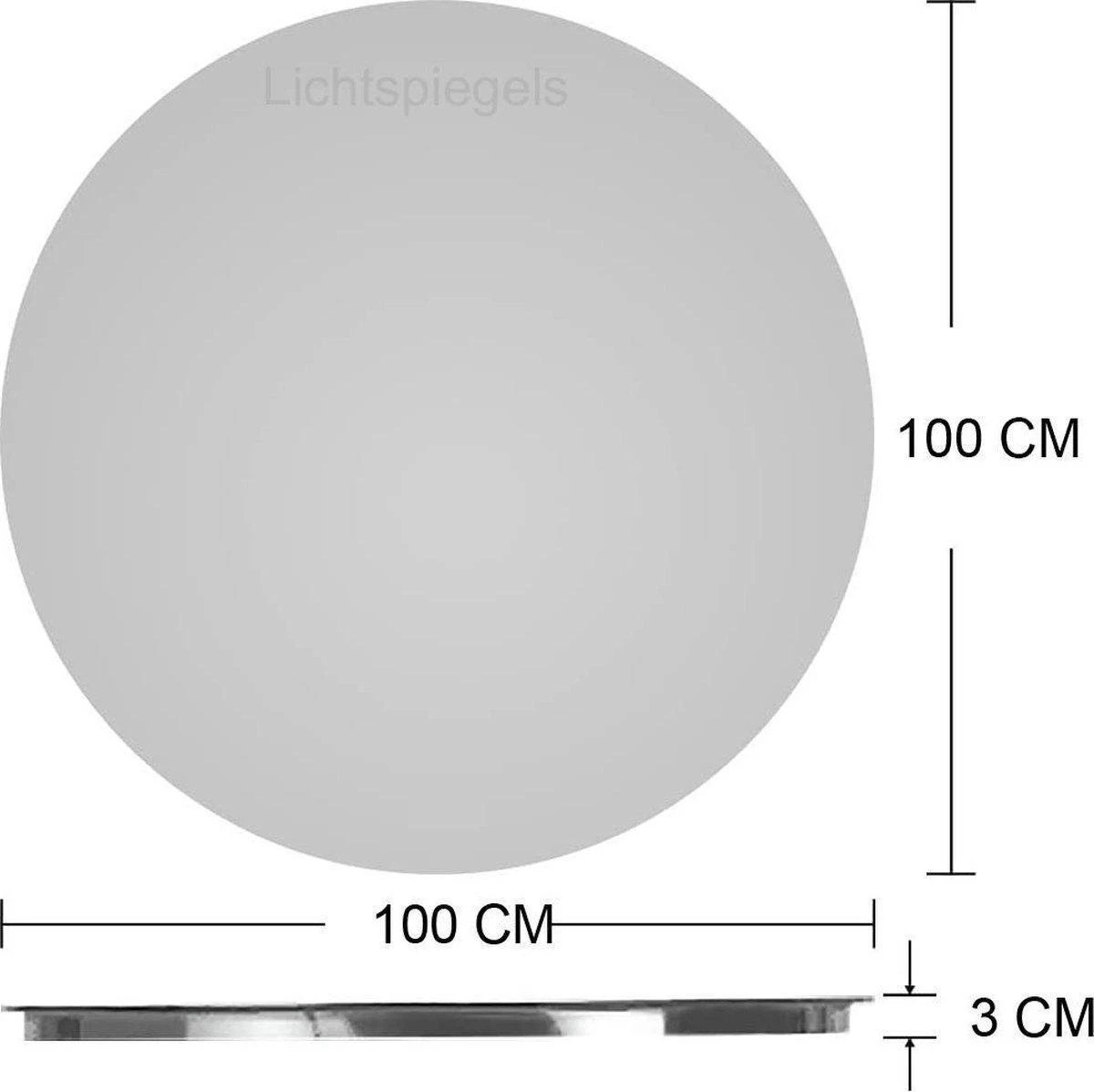 Merkloos Badkamerspiegel Met LED Verlichting En Verwarming - 3 LED-standen - Condensvrij - Dimbaar - 100 X 100 CM - Ronde Spiegel 7 Merkloos Badkamerspiegel Met LED Verlichting En Verwarming - 3 LED-standen - Condensvrij - Dimbaar - 100 X 100 CM - Ronde Spiegel - Afbeelding 5