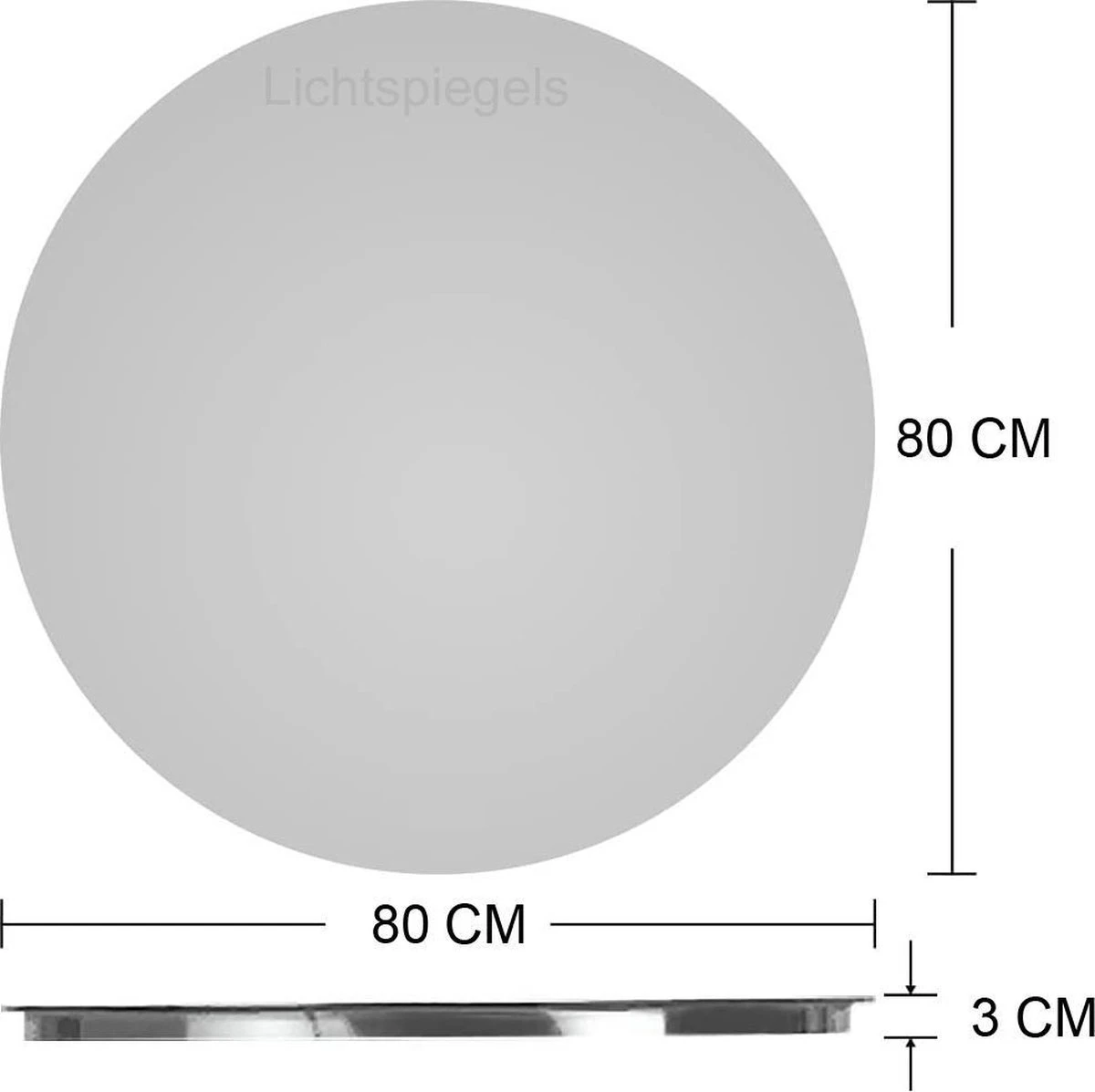 Merkloos Badkamerspiegel Met LED Verlichting - 3 LED Standen - 80 X 80 CM - Ronde Spiegel 6 Merkloos Badkamerspiegel Met LED Verlichting - 3 LED Standen - 80 X 80 CM - Ronde Spiegel - Afbeelding 4