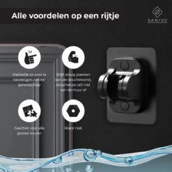 Douchekophouder Zwart Zelfklevend – Verstelbaar – Handdouchehouder – Douchekop Houder Zonder Boren -Badkamer Wijs 1200x1198 58