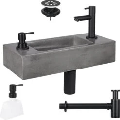 Differnz Jax Fonteinset - Wasbak Beton - Donkergrijs - Rechte Kraan - Mat Zwart - Standaard Greep - 42 X 18.5 X 9 Cm 27 Differnz Jax Fonteinset - Wasbak Beton - Donkergrijs - Rechte Kraan - Mat Zwart - Standaard Greep - 42 X 18.5 X 9 Cm -Badkamer Wijs 1200x1198 80