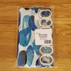 Douchegordijn 120x200 Cm (Small) - Met Ophangringen - Polyester - Wasbaar En Duurzaam - Blue Petals -Badkamer Wijs 1200x1199 35