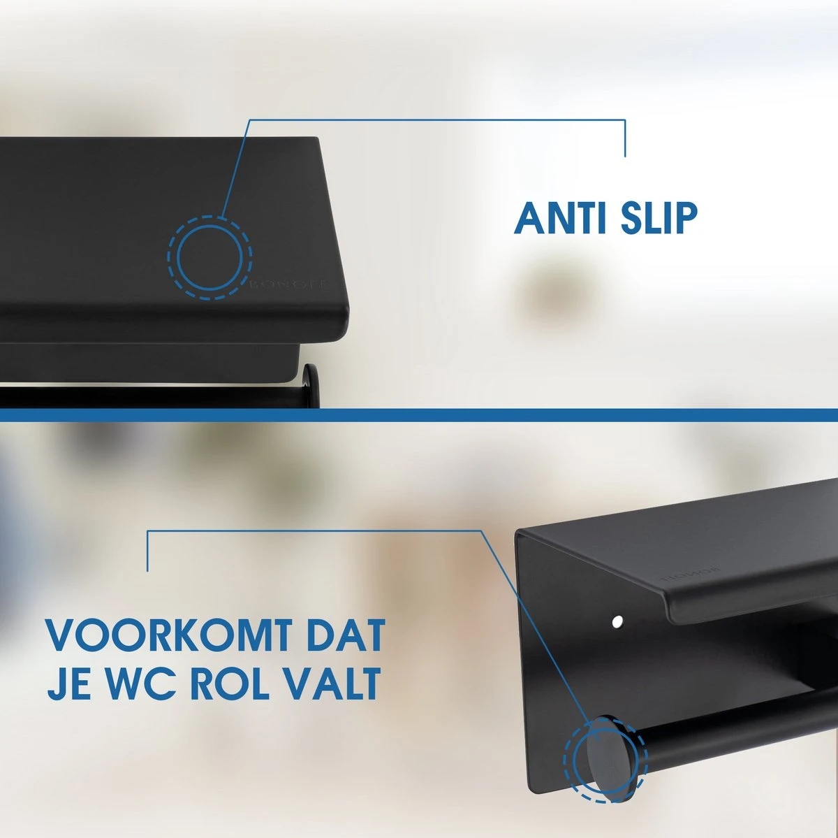 Toiletrolhouder Met Telefoonhouder - Zelfklevend / Boren / Zonder Boren - Incl. Handdoekhaakjes - WC Rolhouder - Zwart 7 Toiletrolhouder Met Telefoonhouder - Zelfklevend / Boren / Zonder Boren - Incl. Handdoekhaakjes - WC Rolhouder - Zwart - Afbeelding 5