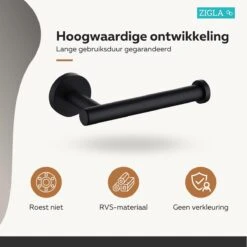 Zigla - WC Rolhouder – Toiletrolhouder – Toiletpapierhouder - WC Rol Houder – RVS – Zwart 16 Zigla - WC Rolhouder – Toiletrolhouder – Toiletpapierhouder - WC Rol Houder – RVS – Zwart -Badkamer Wijs 1200x1200 1018