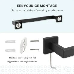 Handdoekrek - RVS - Badkameraccessoires - Keukenaccessoires - Mat Zwart - 40 Cm -Badkamer Wijs 1200x1200 1037