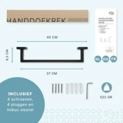 Handdoekrek - RVS - Badkameraccessoires - Keukenaccessoires - Mat Zwart - 40 Cm -Badkamer Wijs 1200x1200 1040