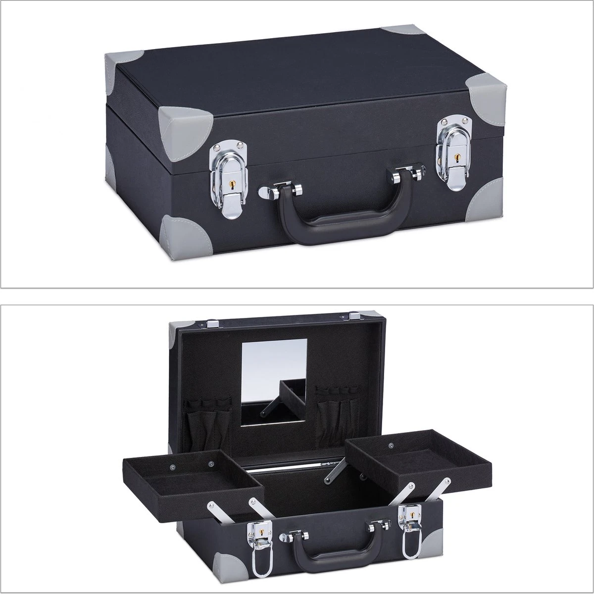 Relaxdays Make Up Koffer Met Spiegel - Zonder Inhoud - Met Slot - Cosmetica Koffer Dames 12 Relaxdays Make Up Koffer Met Spiegel - Zonder Inhoud - Met Slot - Cosmetica Koffer Dames - Afbeelding 10