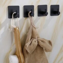 Merkloos Handdoekhaak Set Van 4 Stuks Zonder Boren RVS Zwart Vierkant Zelfklevend Badjas Theedoek Hanger Keuken Badkamer Handdoek Haakjes -Badkamer Wijs 1200x1200 1066