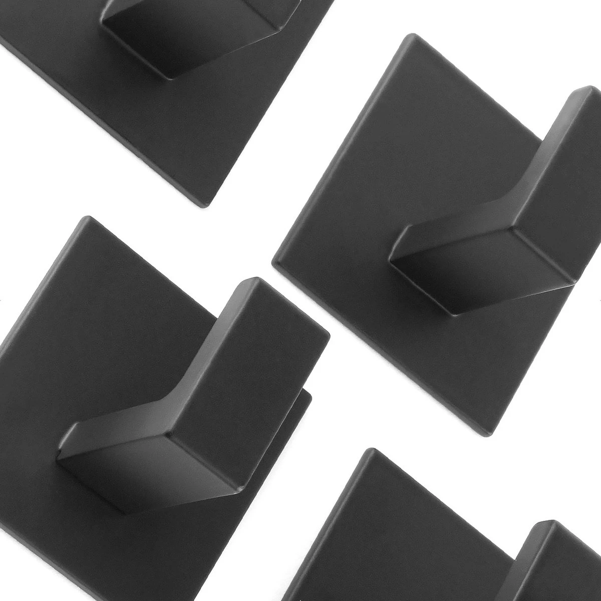 Stål Handdoekhaakjes Zelfklevend Zwart - Vierkant - 4 Stuks 6 Stål Handdoekhaakjes Zelfklevend Zwart - Vierkant - 4 Stuks - Afbeelding 4