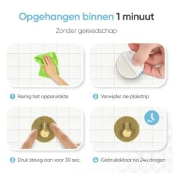 Trendfield Handdoekhaakjes Zelfklevend Goud - 2 Ronde Gouden Handdoek Haakjes - Handdoekhaak - Goud -Badkamer Wijs 1200x1200 1096